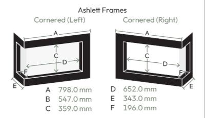 Ashlett Electric Fire - Sizes - Cornered