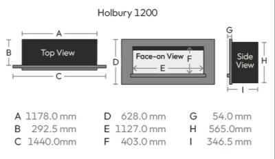 Holbury Electric Suite - Sizes - 1200
