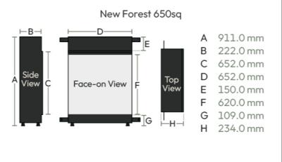 British Fires New Forest 650SQ Media Wall Fire - Sizes
