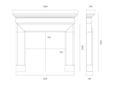 Hampton 59 Fire Surround - sizes