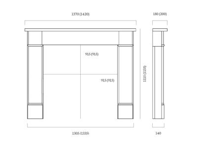 Hersham 54"  Fire Surround - sizes