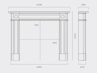 The Hogarth 56 Fire Surround - sizes