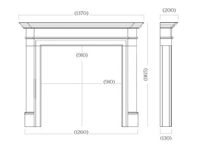 The Washington 54 Fire Surround - sizes